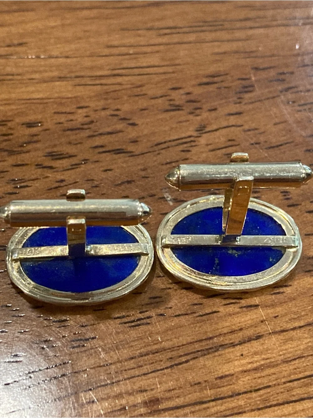 14k Gold and Lapis Oval Cufflinks